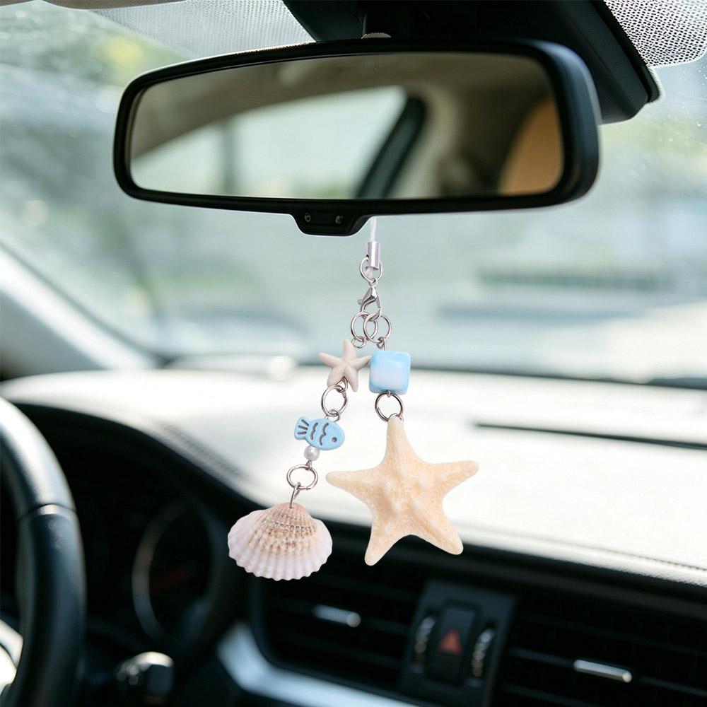 Ocean Sea Series Starfish Shell Keychain Ornaments Fish Pendant Beach Style Keychain Key Decor