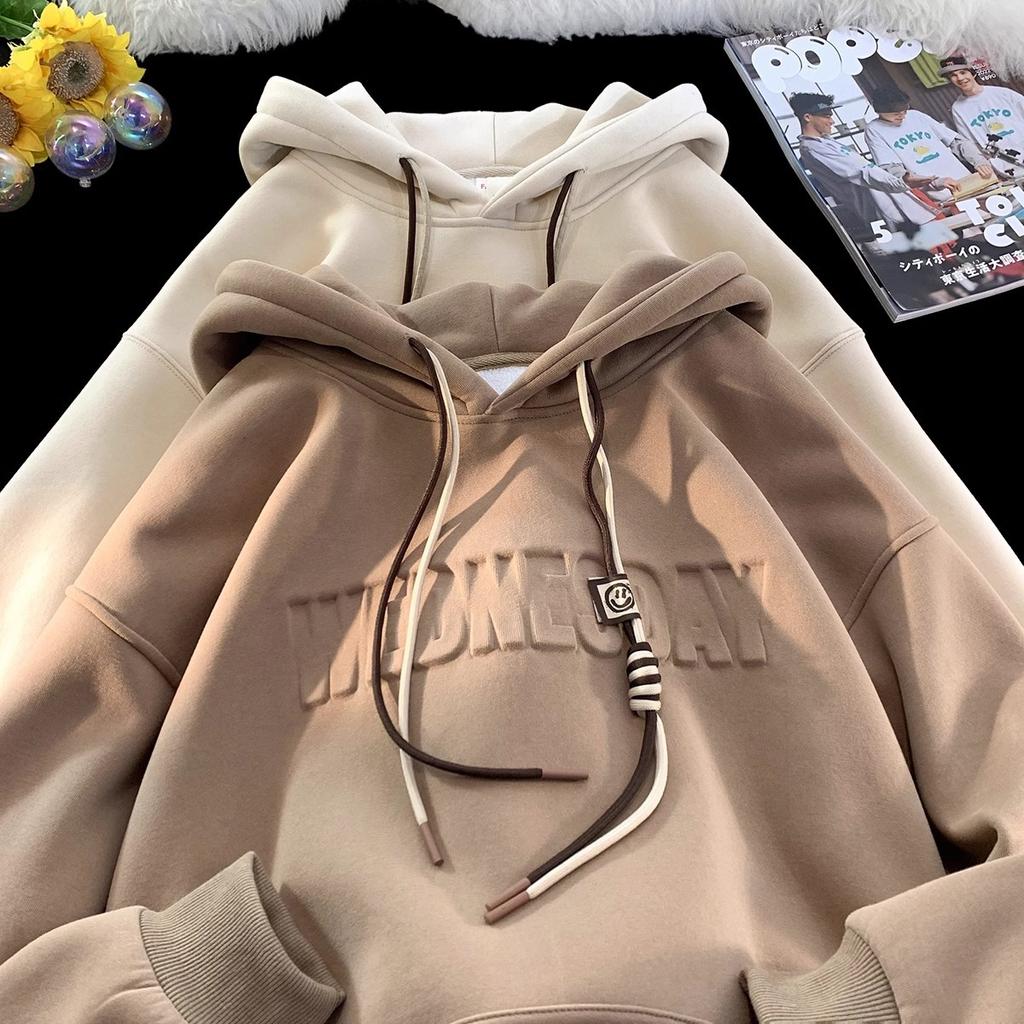 Sweater Men's Plus Velvet Thickening Autumn and Winter Fashion Loose Hooded Large Size  Top Ins