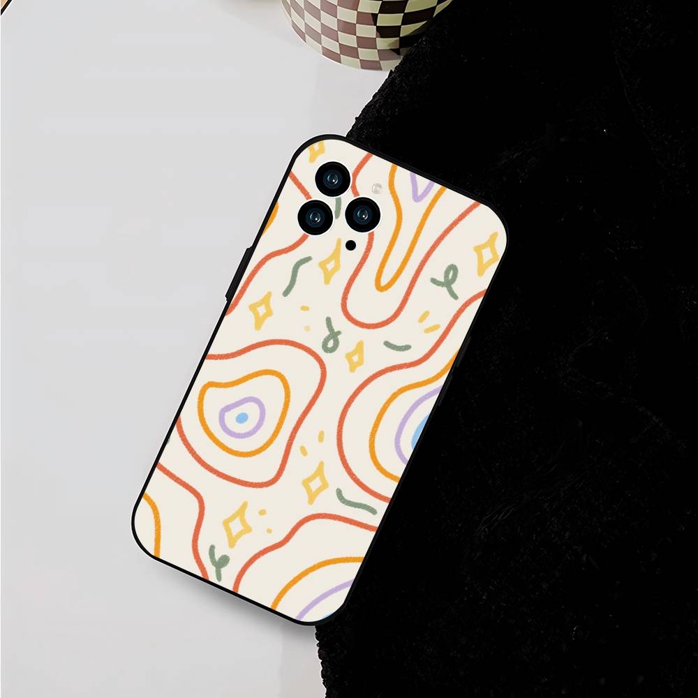 Cute Pattern For IPhone 13,17,11,12,16,14,15,Plus,Pro Max Soft Silicone Black Phone Case