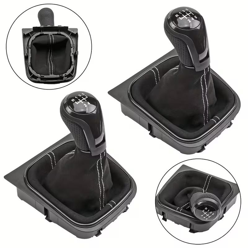 FOR Golf 5 MK5 FOR Golf 6 MK6 For Scirocco Gear Shift Knob with Leather Dust Boot Collar Case 5/6 Speed FOR Jetta 5 A5 MK5