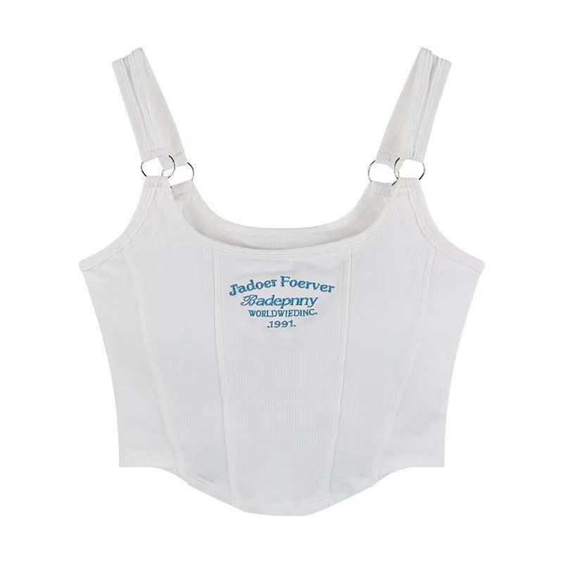 Small Suspenders with Chest Pads, Vest, Women's High-end Letter Embroidery, Thin Inside, Slim Outside, Spice Girl Pure Desire Top