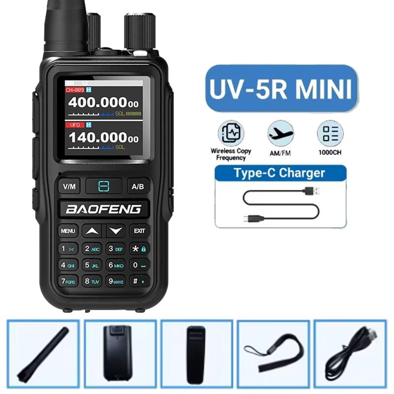 Baofeng 5R Mini Walkie Talkie Dual PTT Bluetooth APP Programming Grey Black Multi Band AM Wireless Copy Frequency Two Way Radios