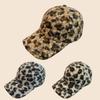 1pc Leopard Print Plush Baseball Cap,Unisex Warm Head Hat,Adjustable Buckle Closure,Lightweight Knitt,for Outdoor Travel Festive