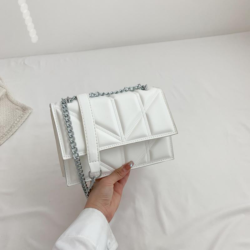 Stylish Pu Material Women's Chain Shoulder Bag Trendy Small Square Purse For Daily Use