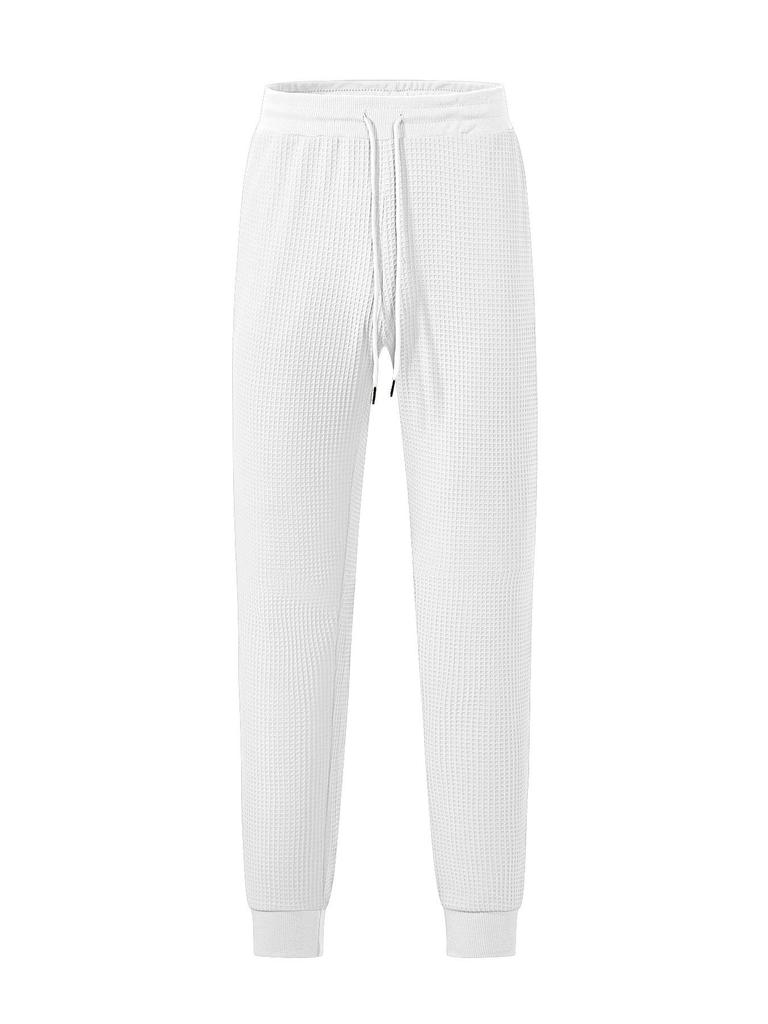 European and American Men's Clothing Summer Sports and Leisure Loose Breathable Solid Color Waffle Men's Tether Trousers Casual Pants