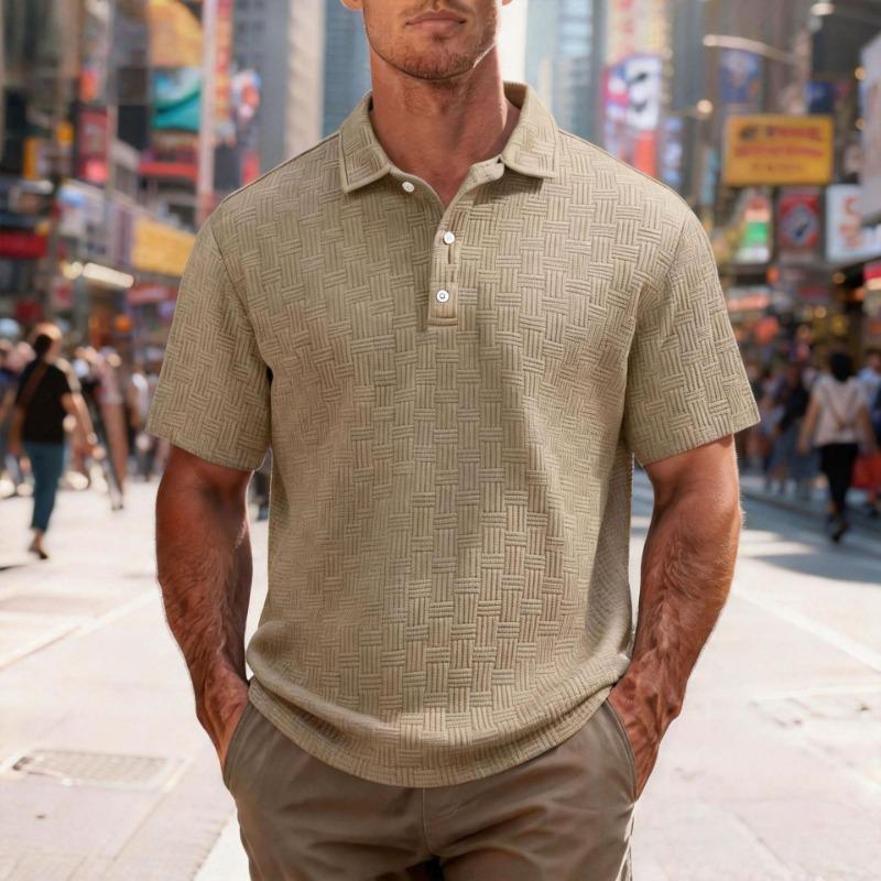 Men's Summer Personalized Jacquard POLO Shirt Button Men's Casual Sports Polo Shirt