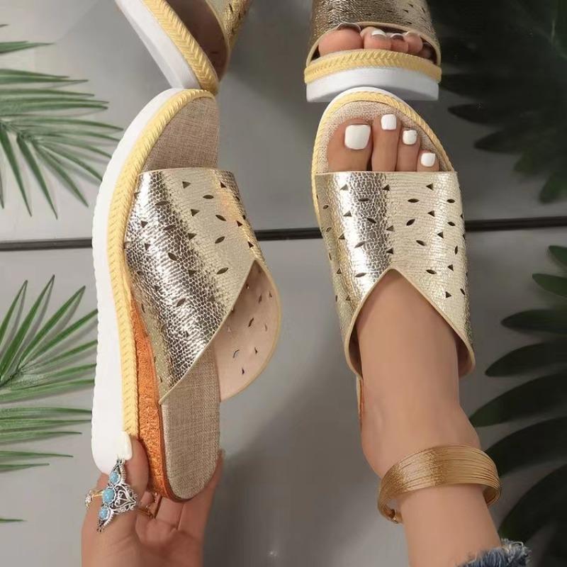 

Wedge Slippers Women Shoes 2024 Summer Peep Toe Sandals Fashion Platform Slippers Casual Flip Sandalias De Mujer Slides Women 36 золотой