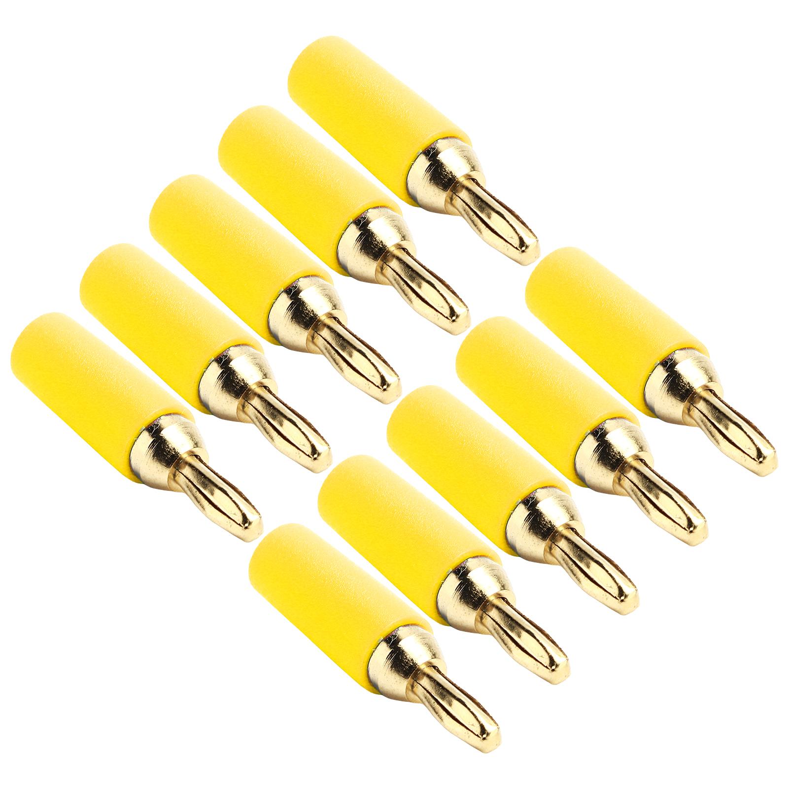 

10Pcs Banana Plug 2.5mm Gold Plated Brass Solder Type Male Connector Accessory Set KitYellow жовтий