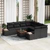 VidaXL 9-Piece Garden Sofa Set with Cushions Black Poly Rattan Acacia 3348054