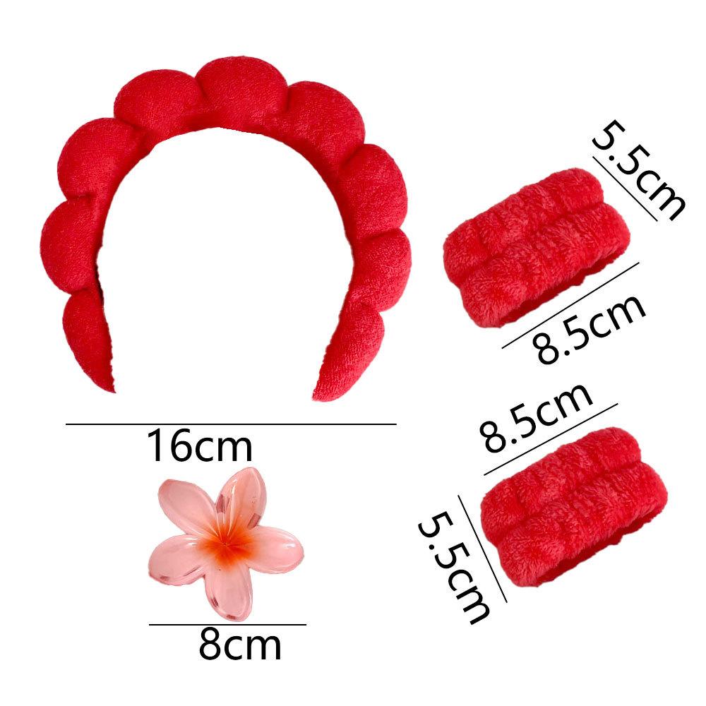 Frangipani Bubble Cloth Flannel Sponge Face Wash Waterproof Hair Band Hair Clip Set Cloud Headband