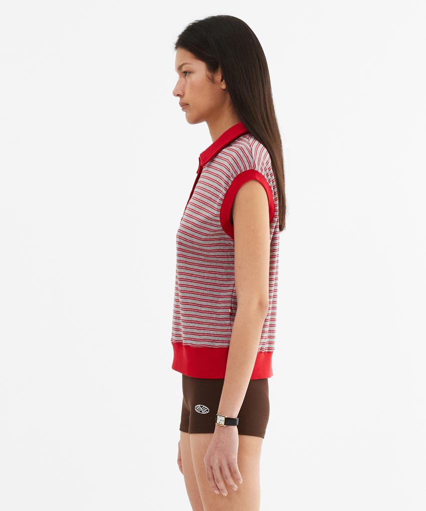 Minasu Color Combination Stripe Sleeveless_Red