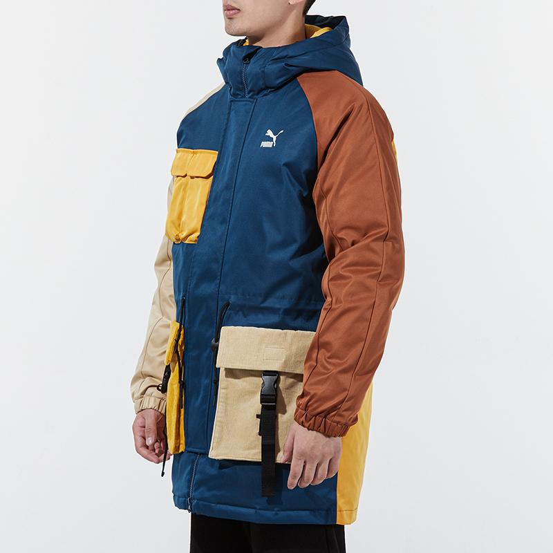 Puma Retro Colorblock Multi-Pocket Warm Mid-Length Hooded Down Jacket Men Outerwear Multicolor 534676-65