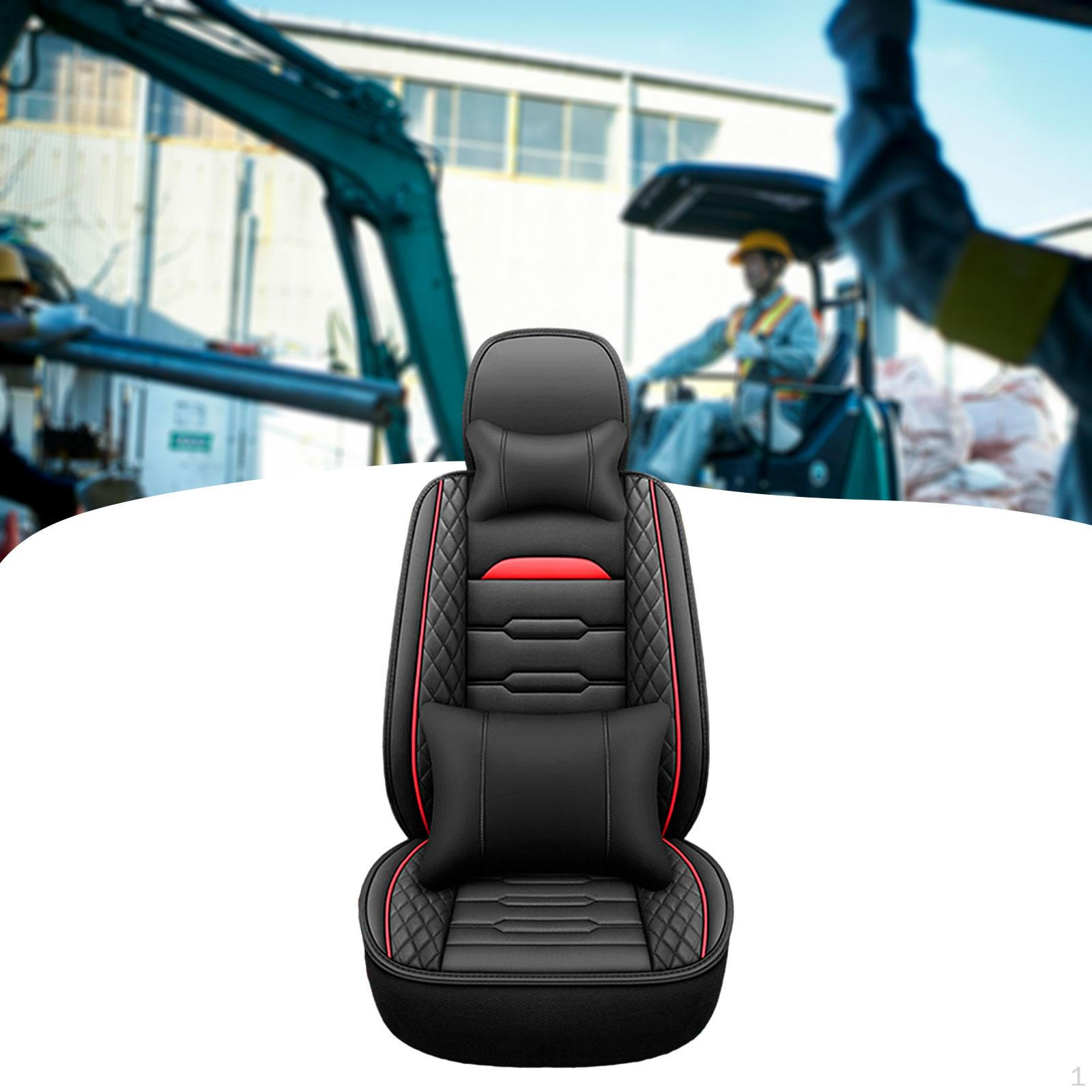 Excavator Seat Cover Waterproof Wear Resistant PU Leather Replacement Suitable for Loader Equipment красный