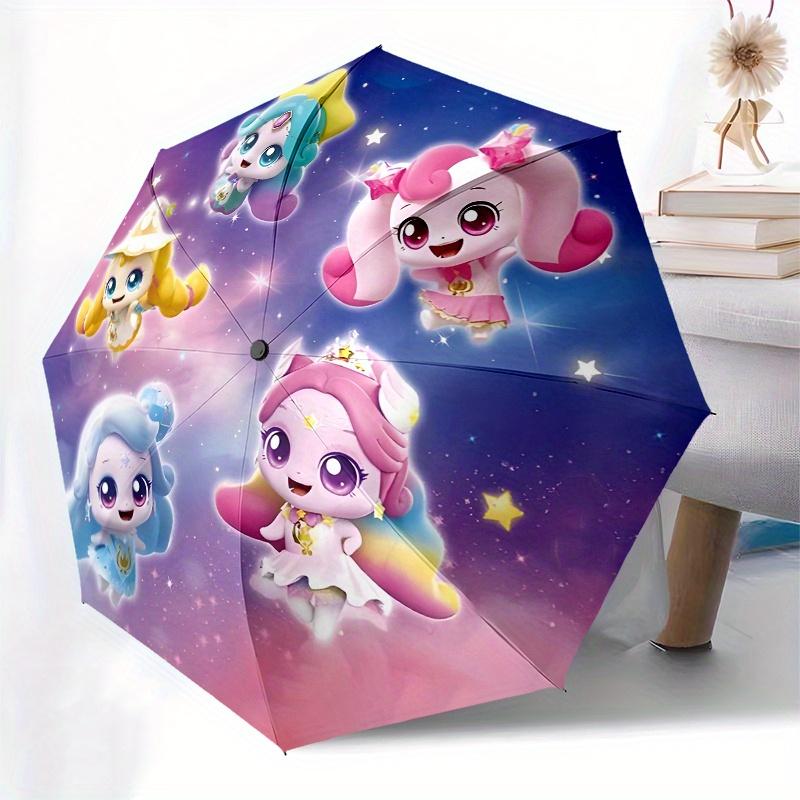 Wonderful Cute Automatic Folding Umbrella  Simple Eight Rib Design, Bright Color Pattern, Durable Iron Frame, Ideal for Travel and Outdoor,