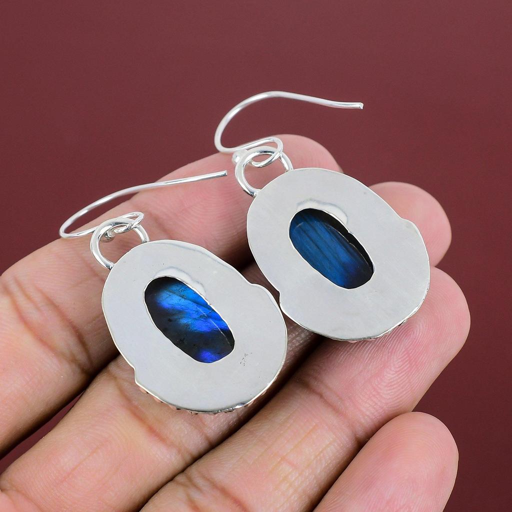 Labradorite Earring Natural Gemstone Earring 925 Sterling Silver Earring Boho Jewelry Handmade Earring Engagement Gifts Birthstone Earrings