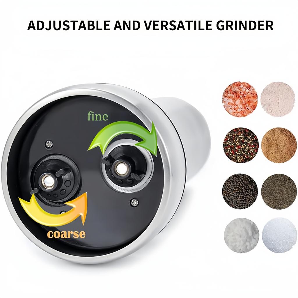 2 in 1 Electric Pepper and Salt Grinder Dual Double Grinder Mill Ceramic Core Battery High quality Stainless Steel Sauce Grinder