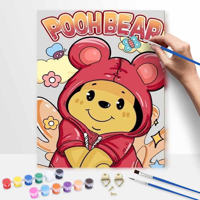 Disney oil painting Winnie the Pooh cute bear cartoon art handmade diy painting home decoration gift 20x30cm