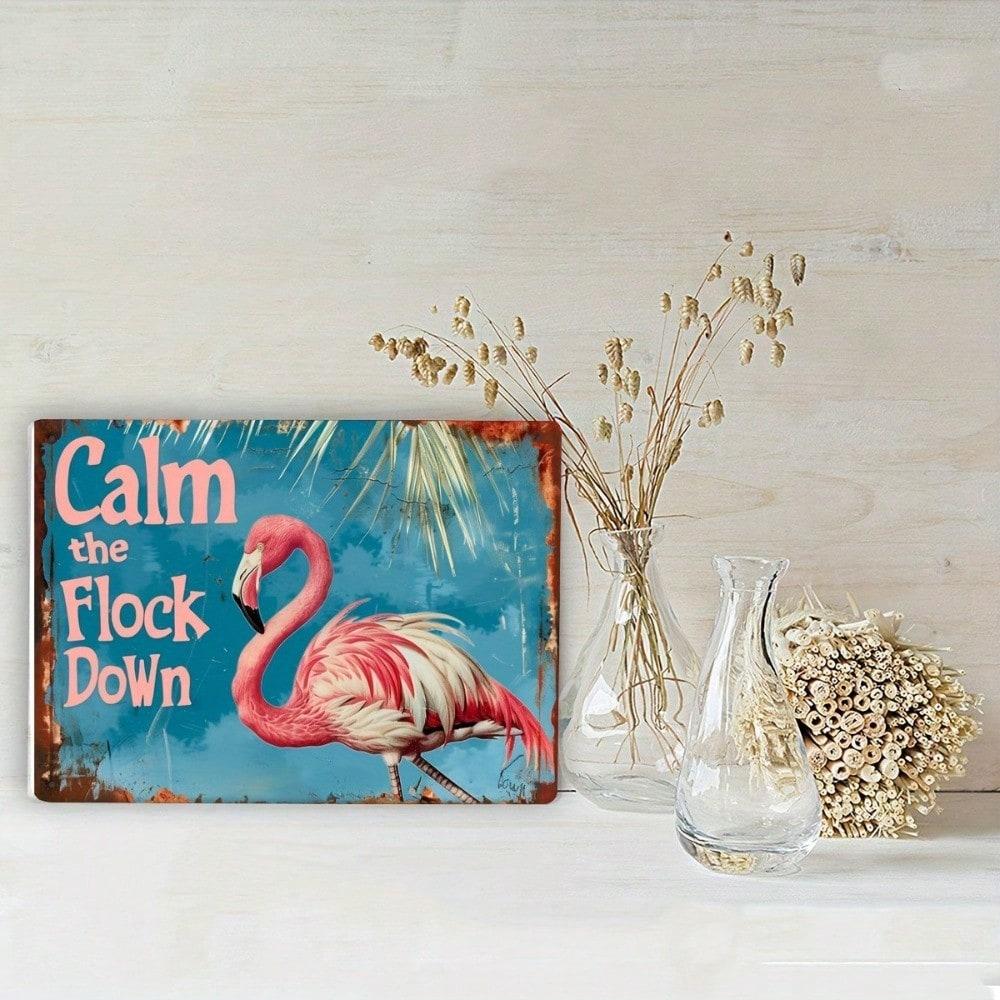 Vintage Flamingo Tin Sign Retro Wall Art 12x8 Inch Home Bar Garage Decor Gift