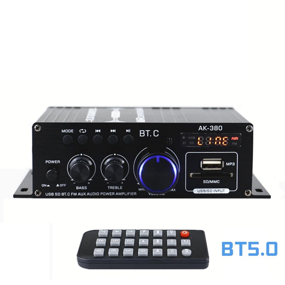 

AK380 800 Вт Bluetooth усилитель HiFi аудио караоке 2-канальный домашний кинотеатр усилитель класса мощности D усилитель USB SD AUX вход чёрный
