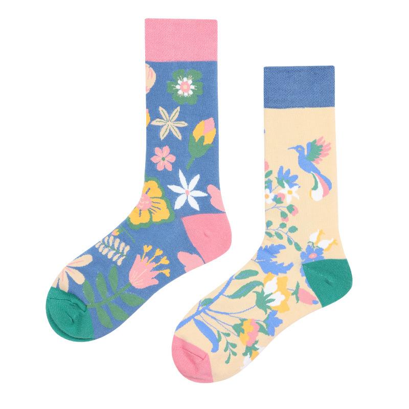 Mandarin Duck Men's and Women's Socks Original AB Trendy Socks Medium High Tube Socks Flower Fruit Animal Cartoon Cotton Socks