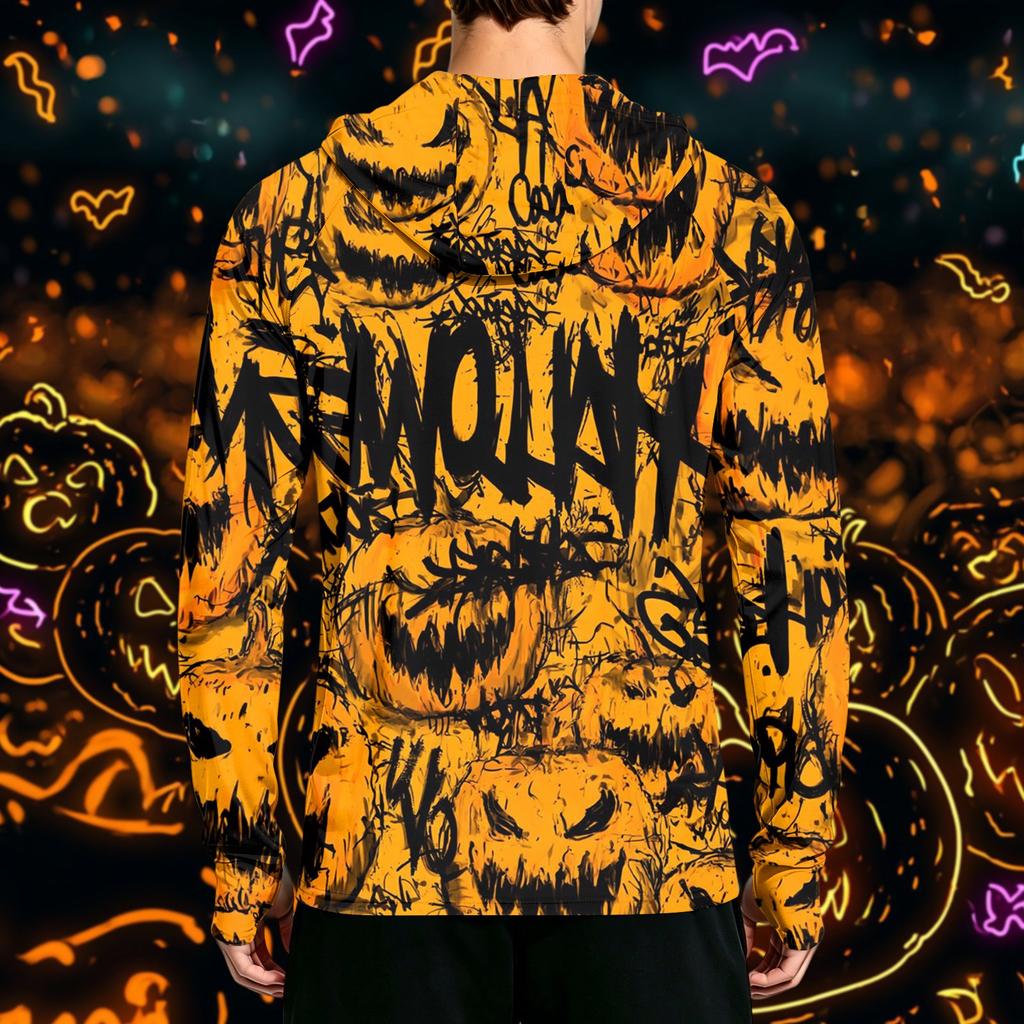 Men's Long Sleeve Hoodie with Sun Halloween Print Pullover