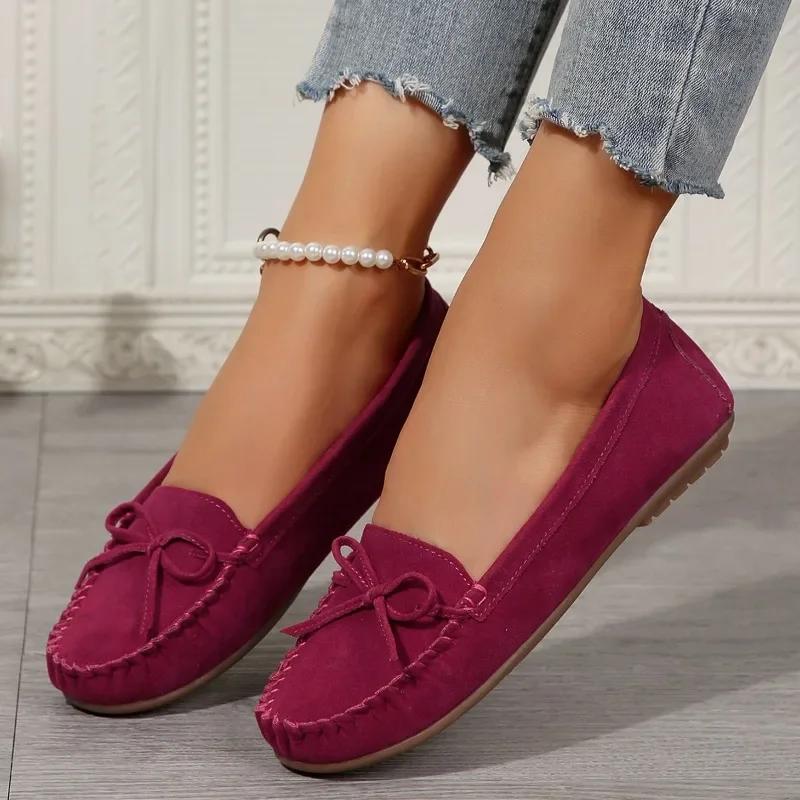 Women's Flat Shoes 2025 Brand Slip on Shallow Fashion Butterfly-knot Casual Flats Hot Sale Plus Size Women Solid Flat Low Heels