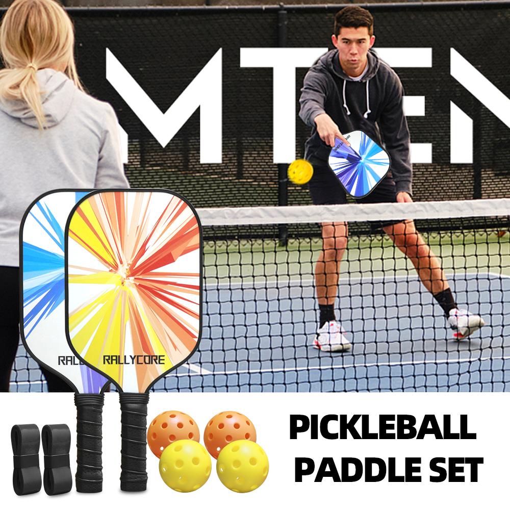 Pickleball Paddles Set of 2 for All Skill Levels, Fiberglass Surface with Polypropylene Honeycomb Core