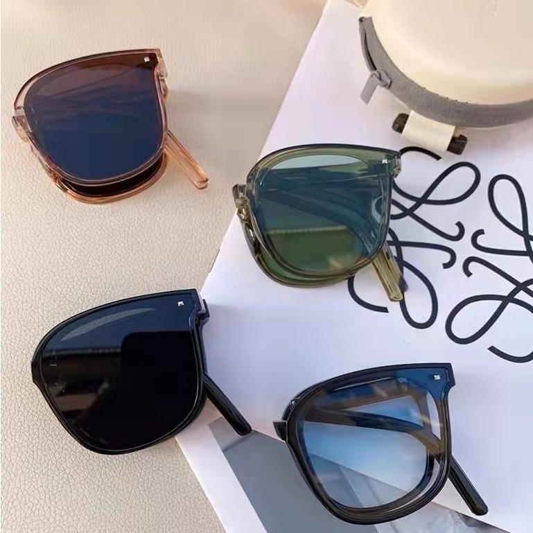 Unisex Trendy UV Protection Brown Lens Sunglasses for Men Ins Fashion Black Square Frame Eyeglasses Women Eyewear Shades for