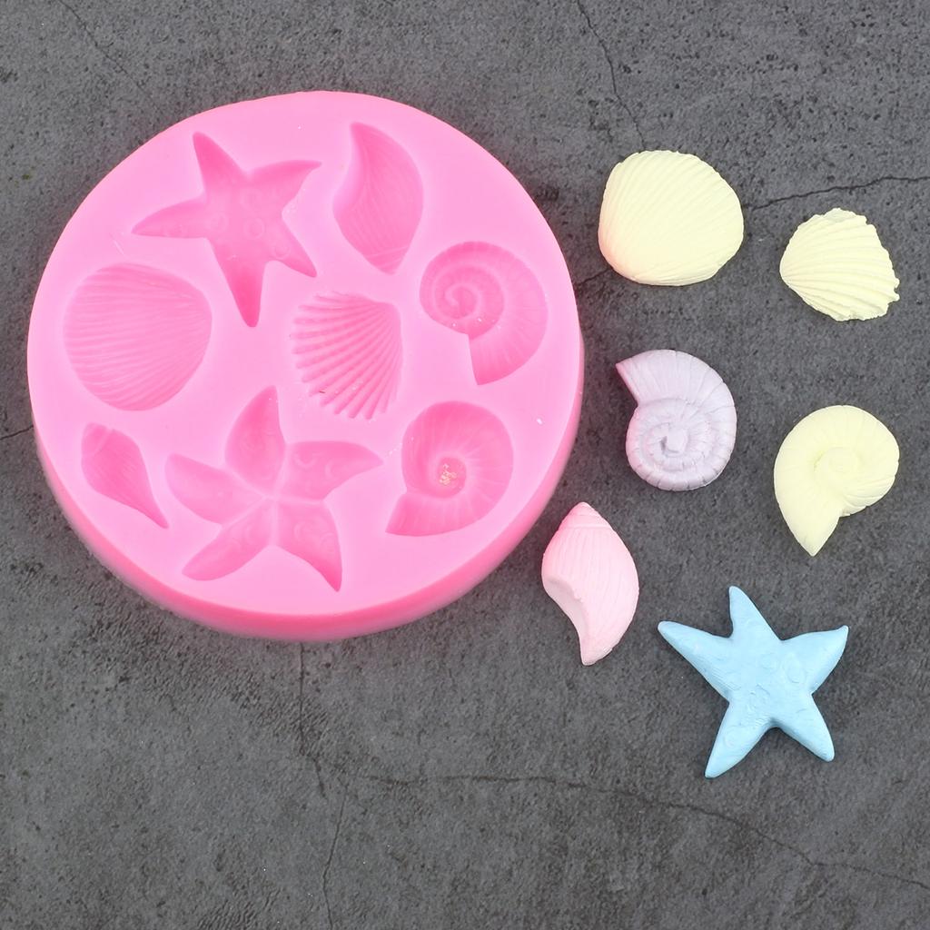 Molde de silicona con forma de cola de sirena, coral, conchas y algas marinas para decoración de tartas, moldes de pasta de goma, chocolate y caramelos