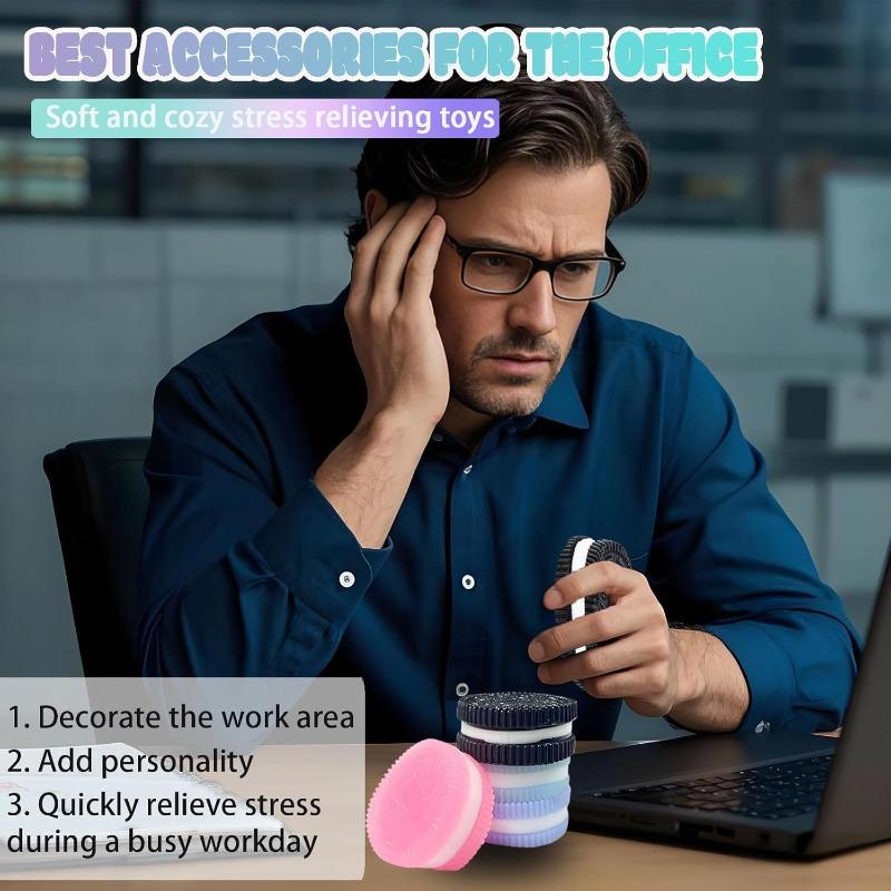 Sušenka Squishy Antistresová hračka, Ručně vyrobená silikonová antistresová squishy hračka, Zábavné antistresové hračky, Perfektní stolní doplněk pro úzkost a relaxaci (Modrý)