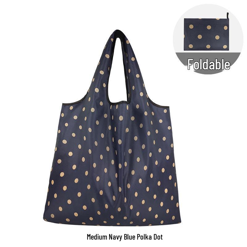 Medium Foldable 210D Oxford Cloth Shopping Bag, Convertible to Shoulder or Handbag, Ideal for Groceries and Camping