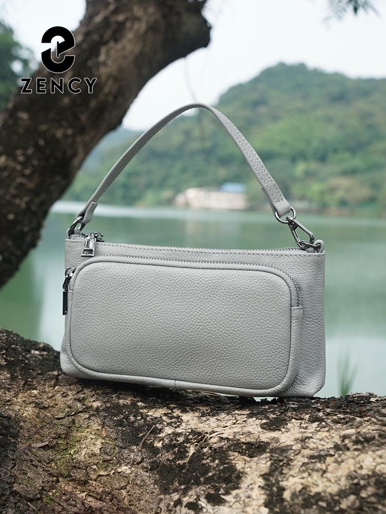 Zency Women's Minimalistic Shoulder Bag Crossbody Multi-pockets Leather Handbag