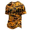 Men's Quick Dry Round Neck Short Sleeve T-Shirt with Halloween Print for Workout and Running