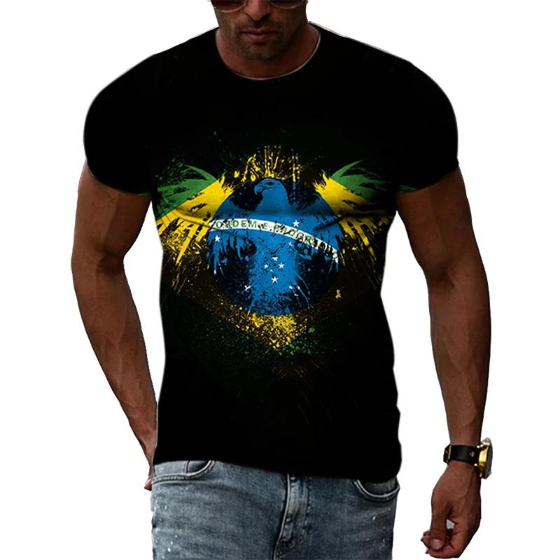 Brazilská vlajka 3D tisk triček letní pánské a dámské krátké rukávy ležérní trička módní streetwear Harajuku tričko dětské topy oblečení