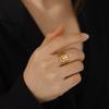 Vintage Hollow Filigree Flower Couple Ring Buddha Lotus Open Rings for Women Stainless Steel Flower of Paradise Jewelry