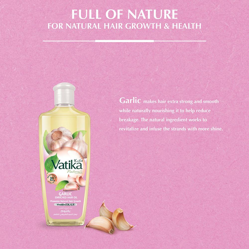 Garlic Hair Oil 200ml. with Garlic Extract Vatika Naturals Dabur Multivitamin - Natural Hair Growth