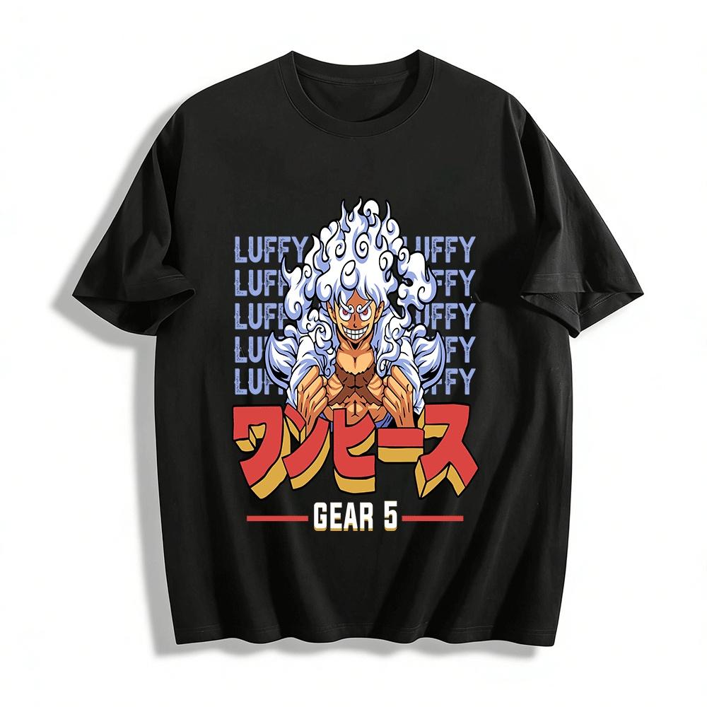 

One Piece Luffy Gear 5 Nika Form Graphic Casual Short Sleeve Tee Pure cotton T-shirt XXS