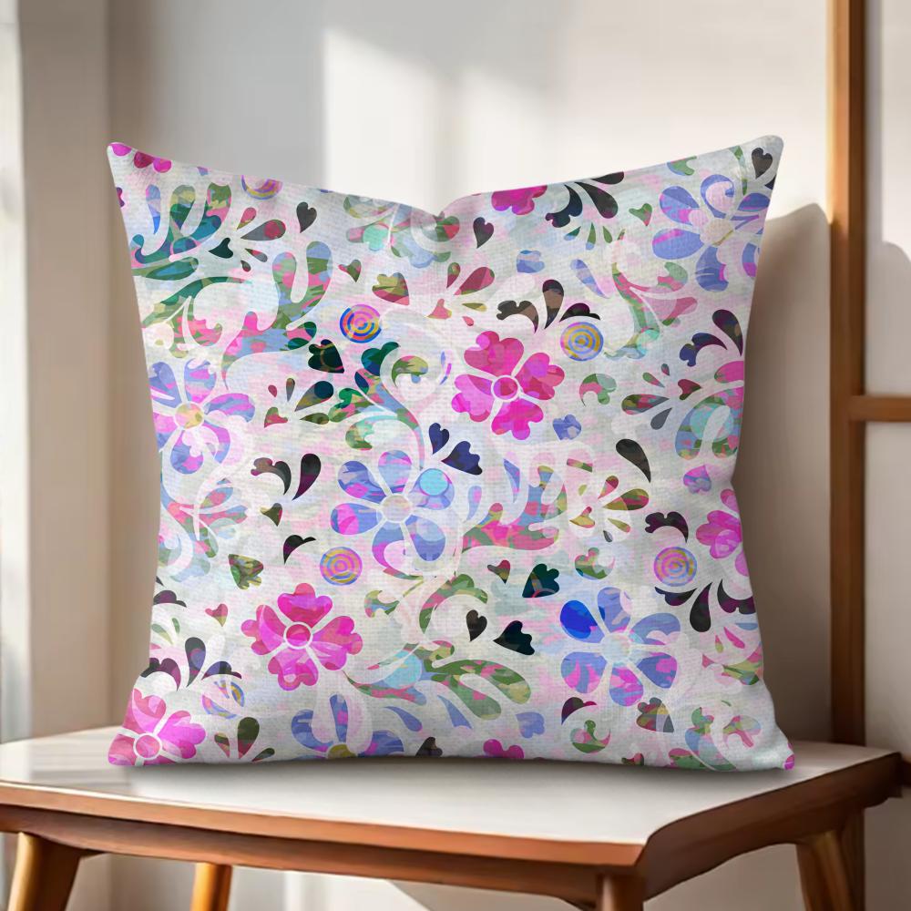 Minimalist Floral Art Cushion Cover Natural Linen Organic Fabric DoubleSided Printing Couch Pillow Covers Home Decor Gift