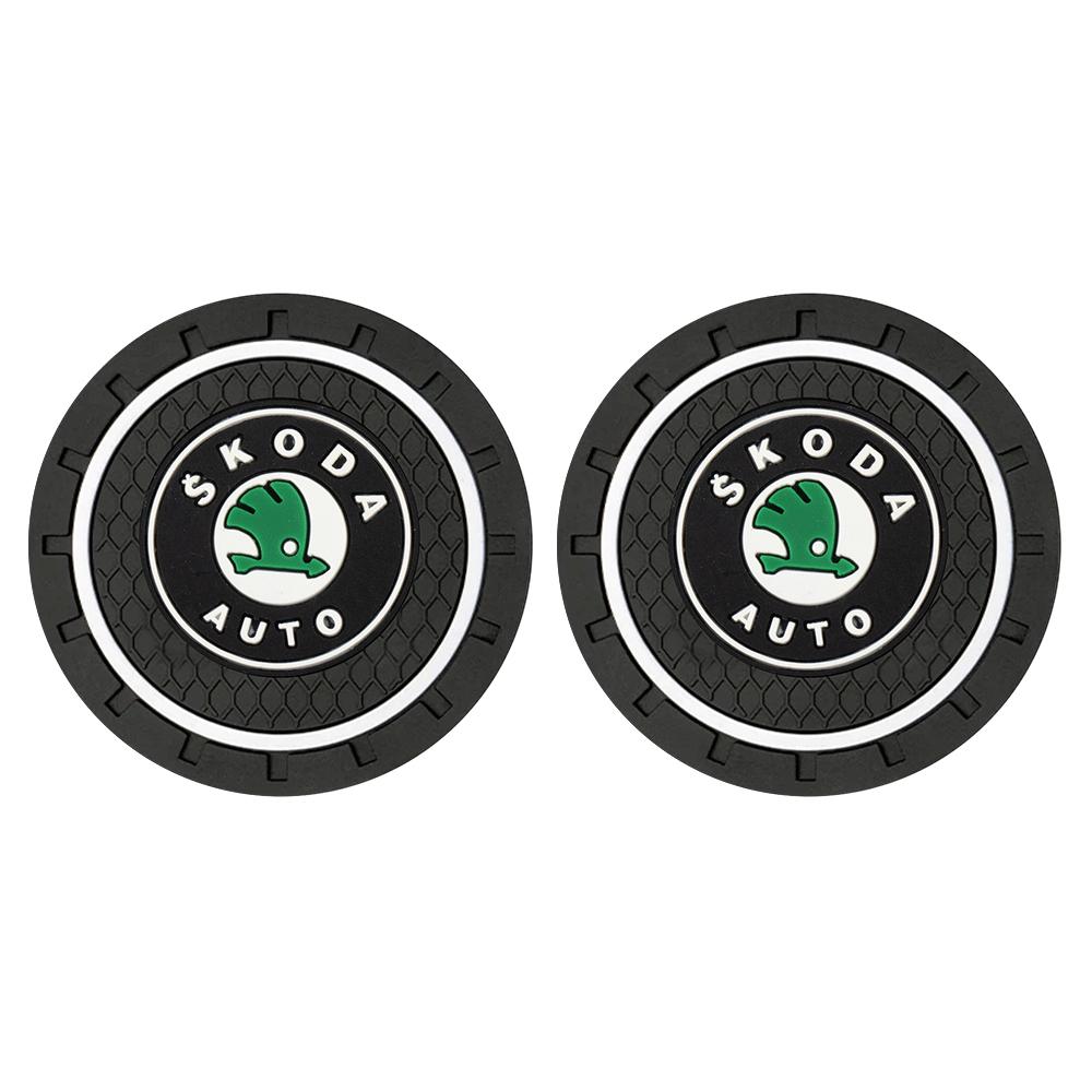 2025 Hot 1/2/4Pcs Car Coaster Water Cup Mat Non-Slip Pad Accessories For Skoda Rapid Scala Kodiaq Fabia Kamiq Karoq Octavia 2 3