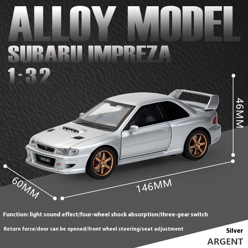 1/32 Scale Subaru Impreza WRX STI Modified Vehicle Alloy Metal Diecast Model Car Sound and Light Pull Back Birthday Gift for Child