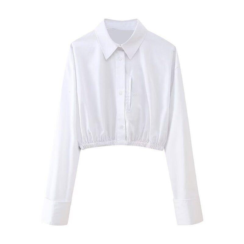 

Модный стиль 2024 Весна Новое поступление Женский Нишевый Дизайн Короткий Универсальный Тренч Тканевая Короткая Рубашка 2131231 White S