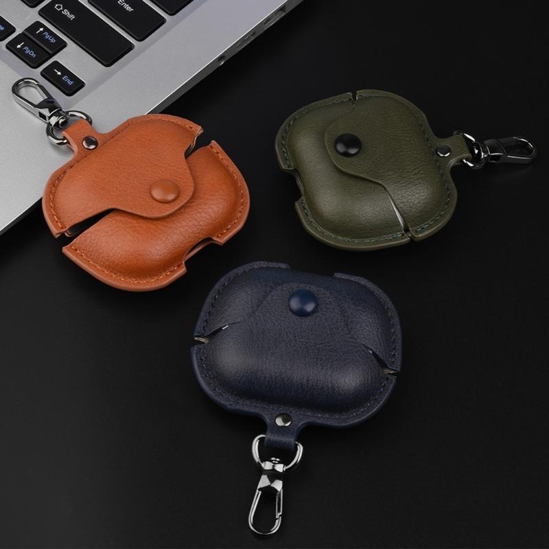 Upgrades Leather Clip Case with Carabiner Elegant Protective Leather Case Earbud Storage Case for Earbud Buds 3/3 