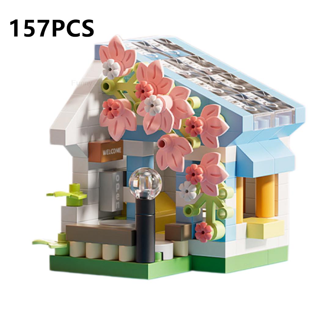 

City Street View Flower Shop Food House Flower Shop Food House Building Blocks Kit Home Decor Girls Assembly Bricks Model Toy No Box