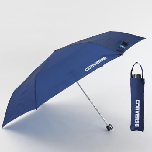 Ogawa Converse Kids' Folding Umbrella, Manual Open, 55cm, 6 Ribs, Navy, Solid Color, One-Point Logo, Antibacterial Handle, Water-Repellent, 20351