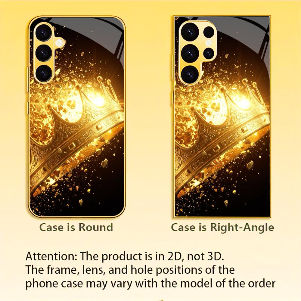 Crown King new Bestseller model PhoneCase Electroplated Glass PhoneCase for Samsung Galaxy S26 S25 S24 S23 S22 FE,Ultra,Plus