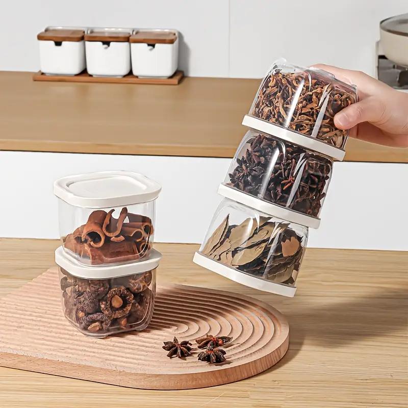 8pcs Leak-Proof Stackable Airtight Spice Containers with Lids Food Grade PP Material Storage Boxes Detachable Spice Onion Jars