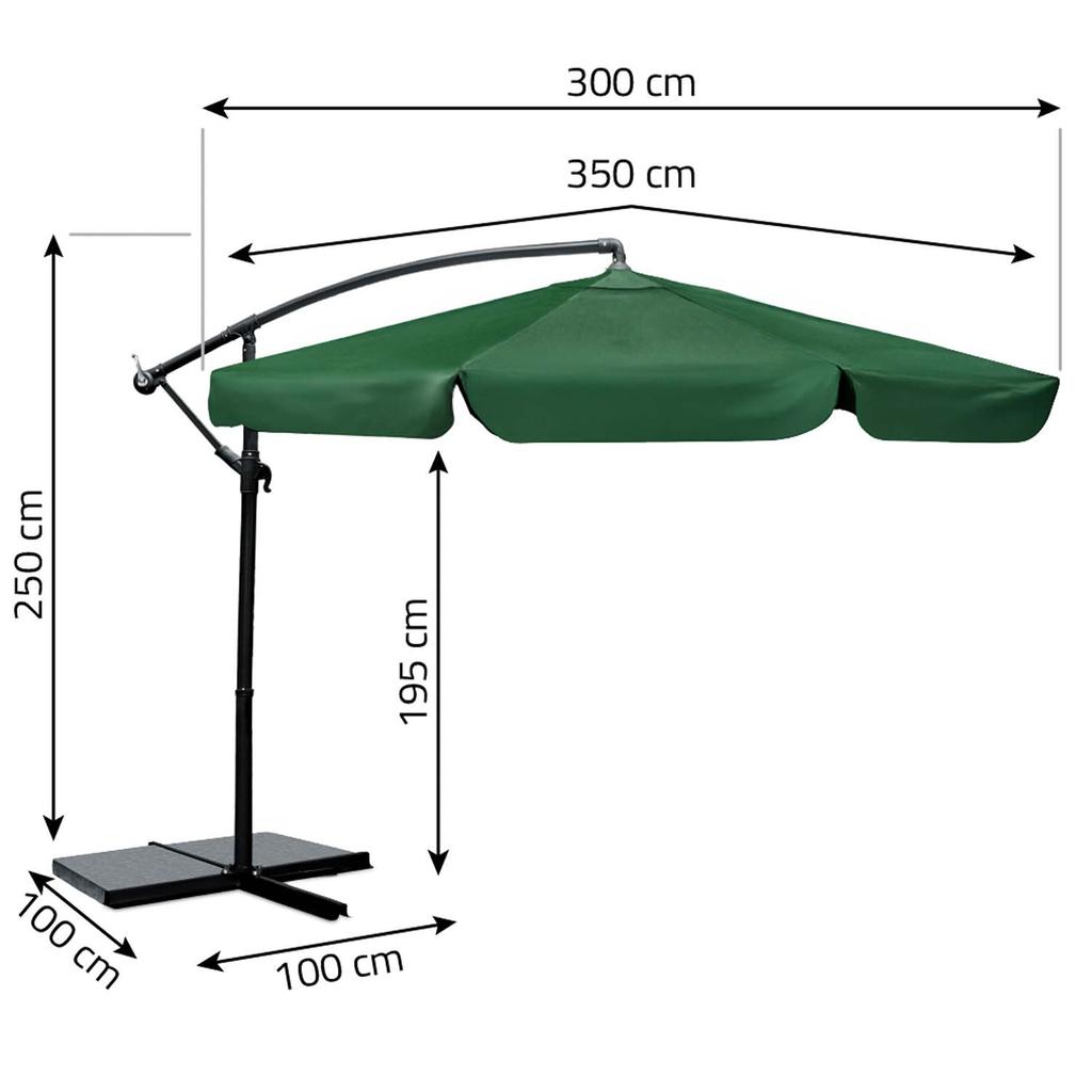 Folding Garden Parasol 6-Segment 350 Cm With Cover Plonos Pl-880