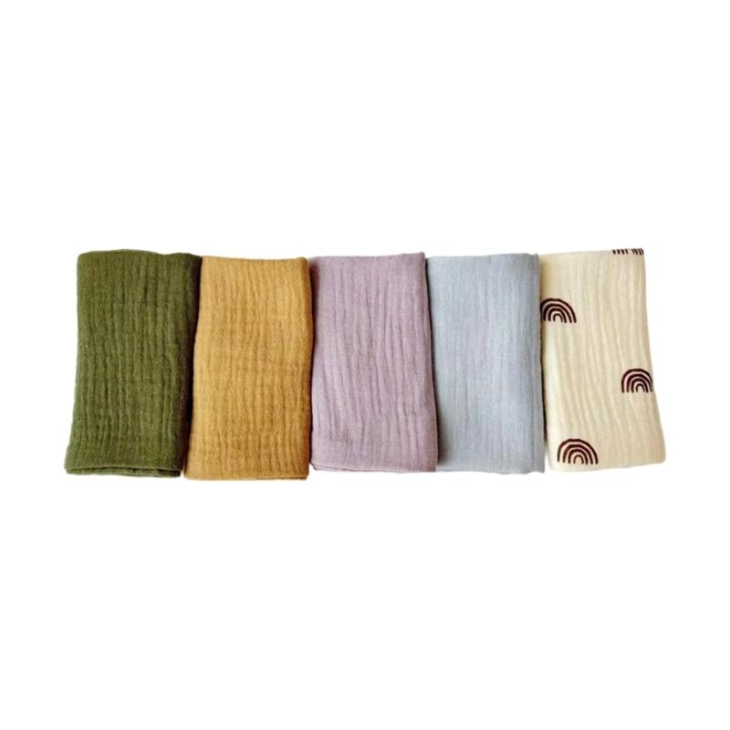 5Pcs Soft Breathable Cotton Baby Washcloths Newborns Bath Towel for Sensitive Skin Multi Use Burp Cloths 25x25cm