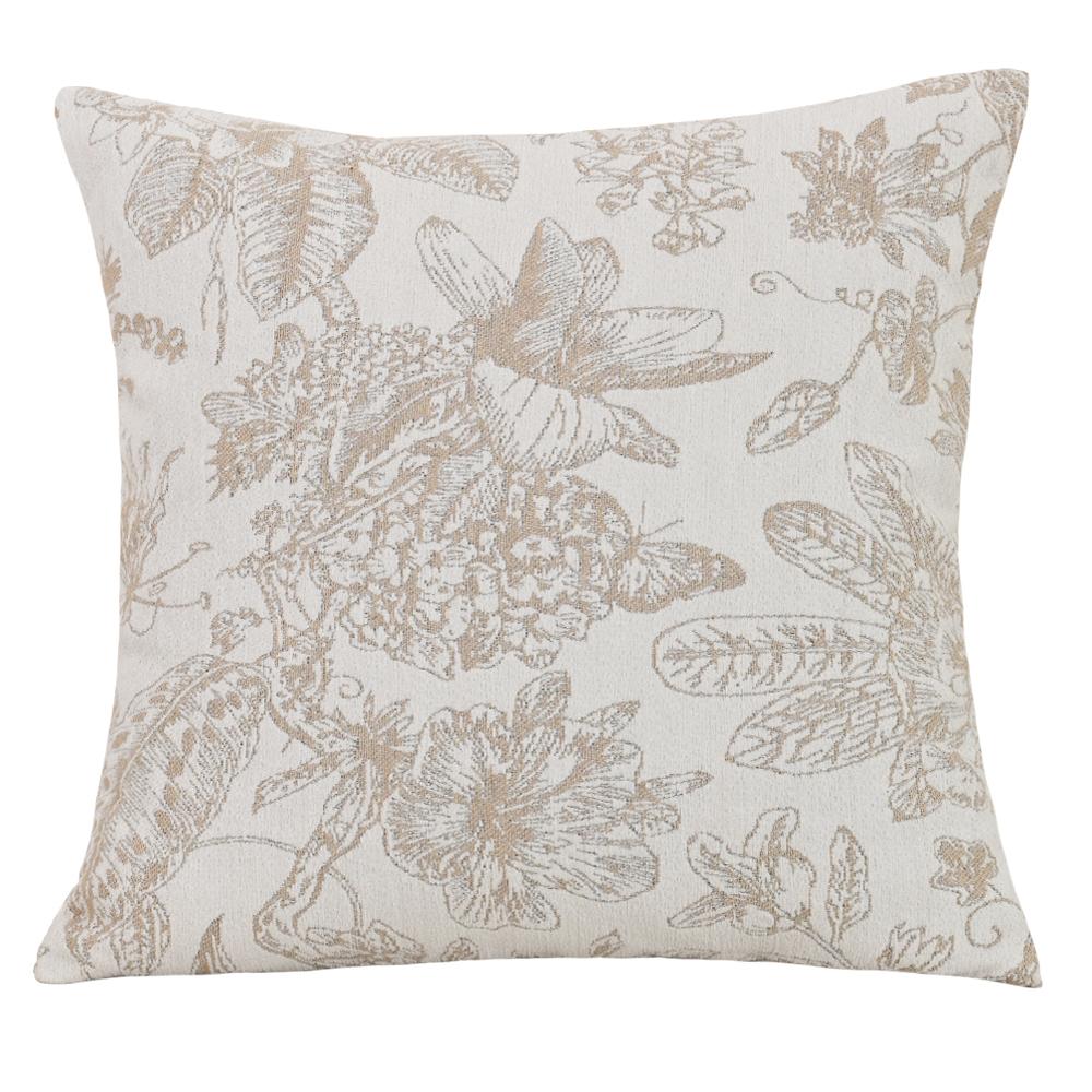 NU KOPEN Bruin Fluweel Blad Jacquard Kant Kussensloop Boheems Amerikaans Vintage Woonkamer Bank Kussenhoes Huis Slaapkamer Decoratie 45x45cm