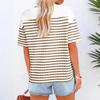 Women's Casual Short-sleeved V-neck Striped Color-blocked T-shirt/shirt